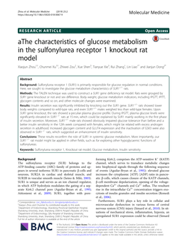 Athe Characteristics of Glucose Metabolism in the Sulfonylurea