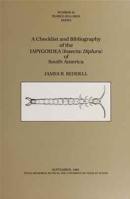 A Checklist and Bibliography of the of South America