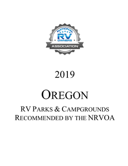 Oregon Rv Parks & Campgrounds Recommended by the Nrvoa