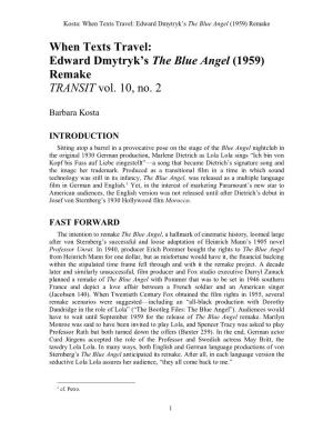 Edward Dmytryk's the Blue Angel
