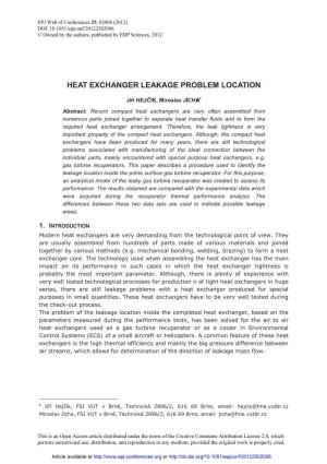 Heat Exchanger Leakage Problem Location