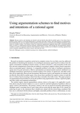 Using Argumentation Schemes to Find Motives and Intentions of a Rational