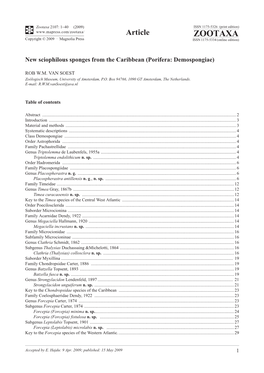 Porifera: Demospongiae)