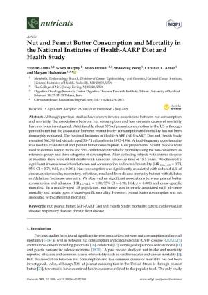 Nut and Peanut Butter Consumption and Mortality in the National Institutes of Health-AARP Diet and Health Study