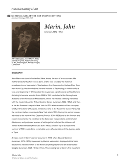 Marin, John American, 1870 - 1953