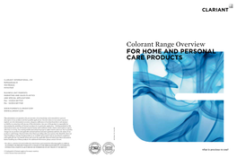 Colorant Range Overview for Home and Personal Care Products