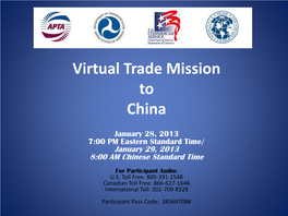 Virtual Trade Mission to China