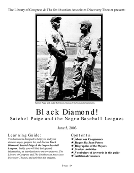 Black Diamond! Satchel Paige and the Negro Baseball Leagues