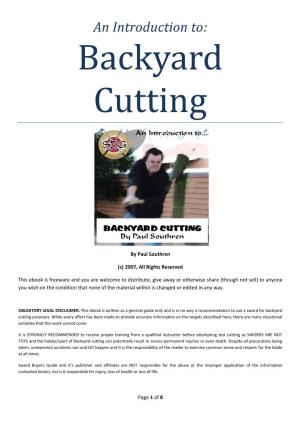 An Introduction To: Backyard Cutting