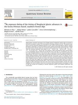 10Be Exposure Dating of the Timing of Neoglacial Glacier Advances in the Ecrins-Pelvoux Massif, Southern French Alps
