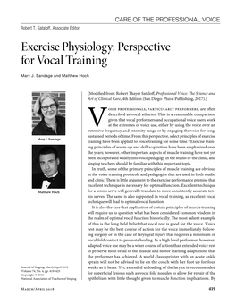 Exercise Physiology: Perspective for Vocal Training