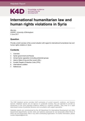 International Humanitarian Law and Human Rights Violations in Syria