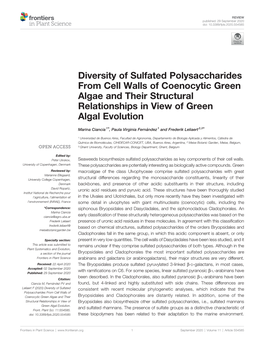 Diversity of Sulfated Polysaccharides from Cell Walls of Coenocytic Green Algae and Their Structural Relationships in View of Green Algal Evolution