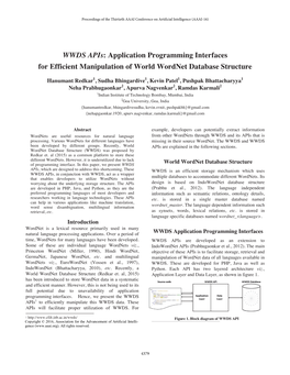 WWDS Apis: Application Programming Interfaces for Efficient Manipulation of World Wordnet Database Structure
