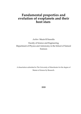 Fundamental Properties and Evolution of Exoplanets and Their Host Stars