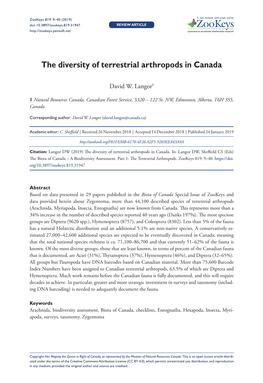 The Diversity of Terrestrial Arthropods in Canada