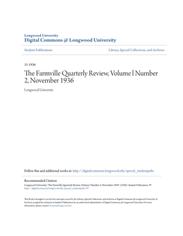 The Farmville Quarterly Review, Volume L Number 2, November 1936