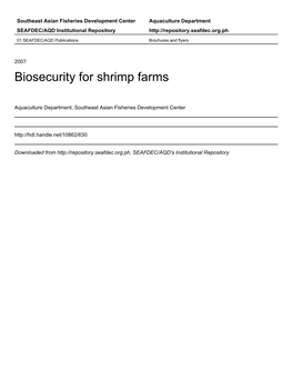 Biosecurity for Shrimp Farms
