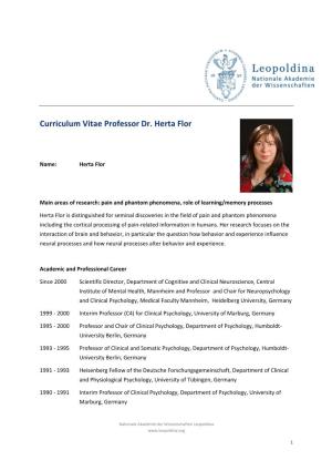 Curriculum Vitae Professor Dr. Herta Flor