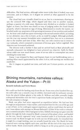 Shining Mountains, Nameless Valleys: Alaska and the Vu Kon-Pt III Kenneth Andrasko and Terris Moore