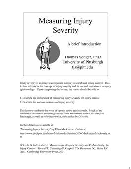 Measuring Injury Severity