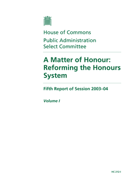 Reforming the Honours System