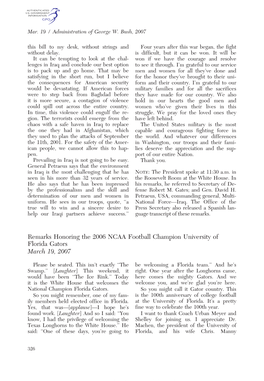 Remarks Honoring the 2006 NCAA Football Champion University of Florida Gators March 19, 2007