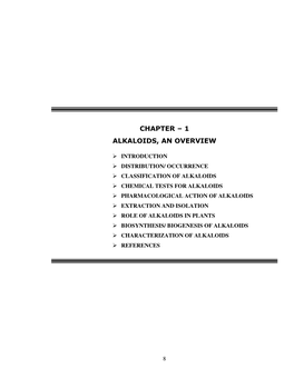 Chapter – 1 Alkaloids, an Overview