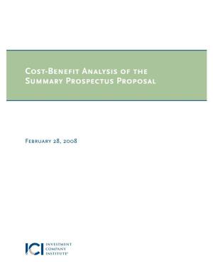 Cost-Benefit Analysis of the Summary Prospectus Proposal (Pdf