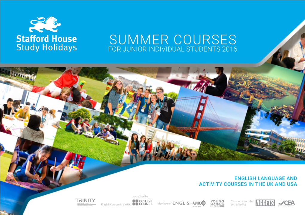 Summer Courses for Junior Individual Students 2016