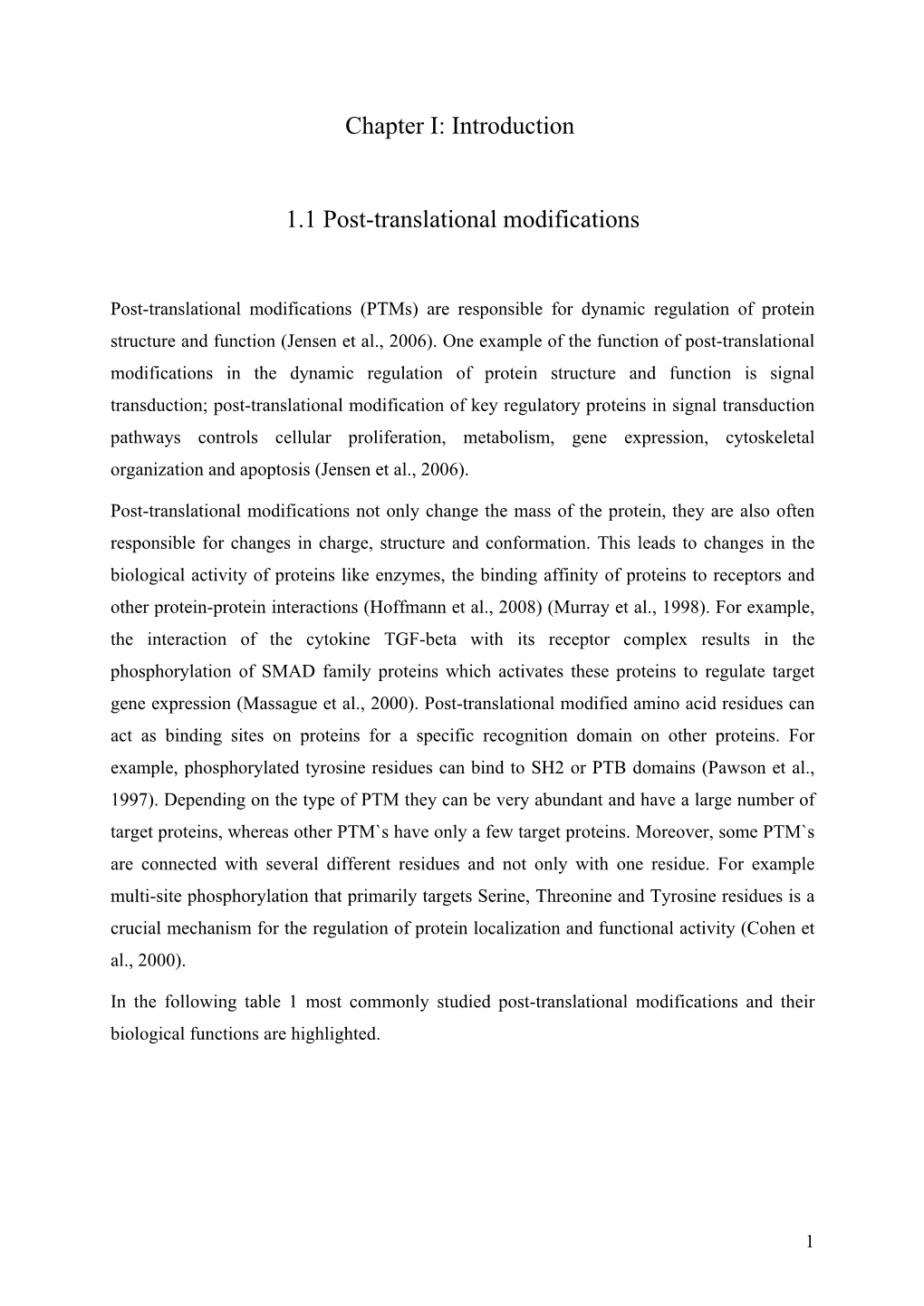 Introduction 1.1 Post-Translational Modifications