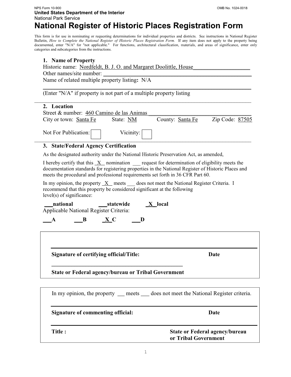 National Register of Historic Places Registration Form