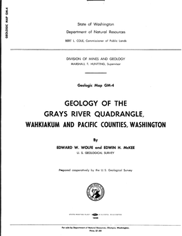Geology of the Grays River Quadrangle, Wahkiakum and Pacific Counties, Washington