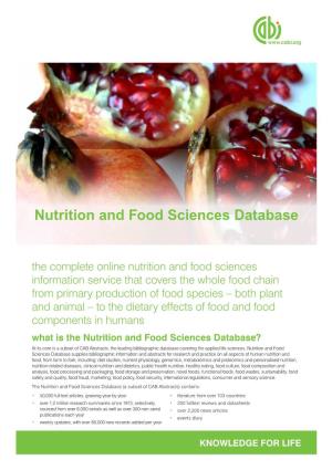 Nutrition and Food Sciences Database