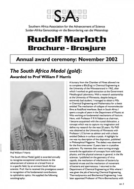 S2A3 Rudolf Marloth Brochure: November 2002 Award Ceremony