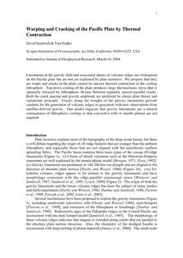 Warping and Cracking of the Pacific Plate by Thermal Contraction