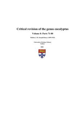 Critical Revision of the Genus Eucalyptus Volume 8: Parts 71-80