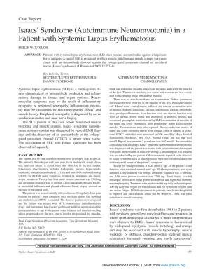 Isaacs' Syndrome (Autoimmune Neuromyotonia) in a Patient with Systemic Lupus Erythematosus