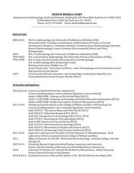 Shanti Morell-Hart's CV