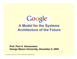 A Model for the Systems Architecture of the Future