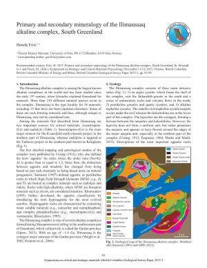 Primary and Secondary Mineralogy of the Ilímaussaq Alkaline Complex, South Greenland
