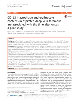 CD163 Macrophage and Erythrocyte Contents in Aspirated Deep Vein Thrombus Are Associated with the Time After Onset