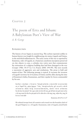 The Poem of Erra and Ishum: a Babylonian Poet's View Of