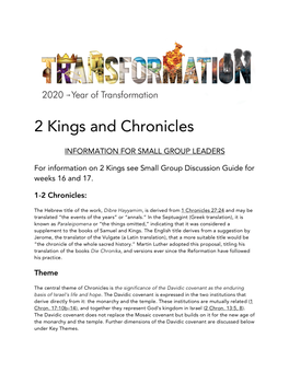 2 Kings and Chronicles