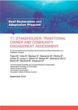 T1 Stakeholder, Traditional Owner & Community Engagement Assessment