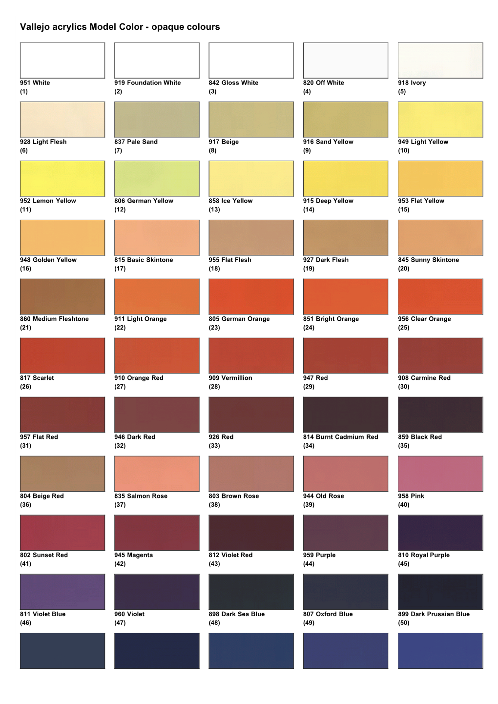 Vallejo Colour Chart - DocsLib