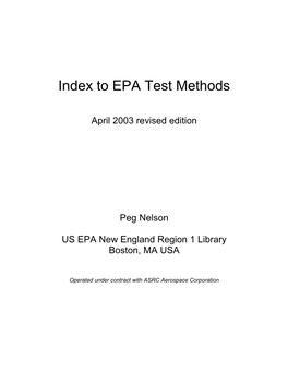 Index to EPA Test Methods
