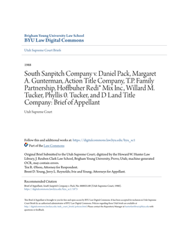 South Sanpitch Company V. Daniel Pack, Margaret A. Gunterman, Action Title Company, T.P