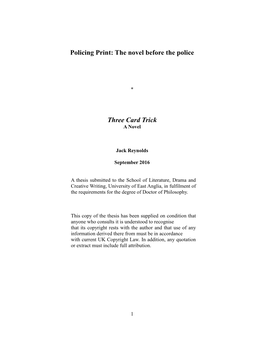 Policing Print: the Novel Before the Police