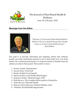 The Journal of Plant Based Health & Wellness